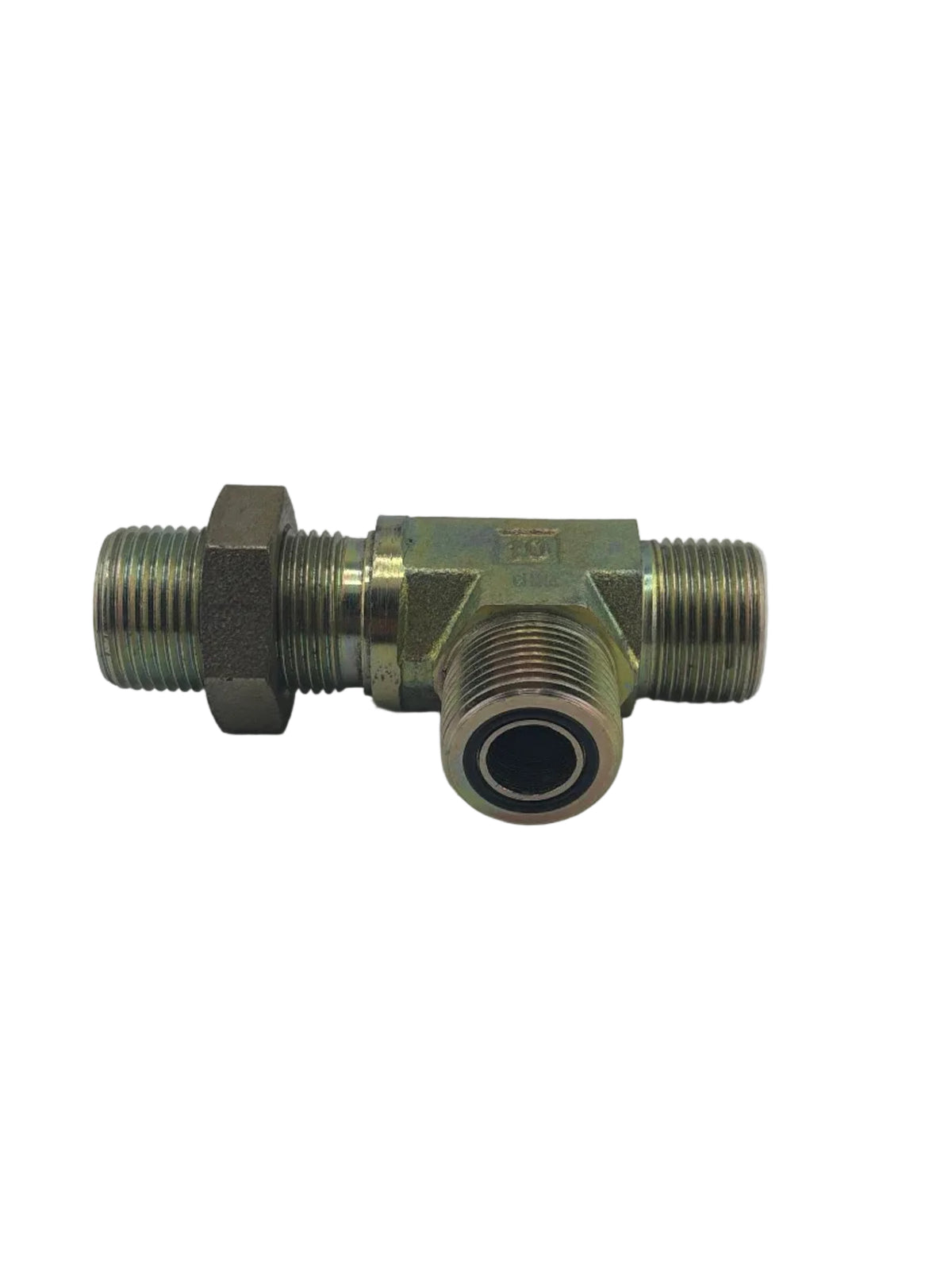 Tompkins FF2704-LN Series ORFS O-Ring Face Seal Bulkhead Union Run Tee with Hydraulic Locknut