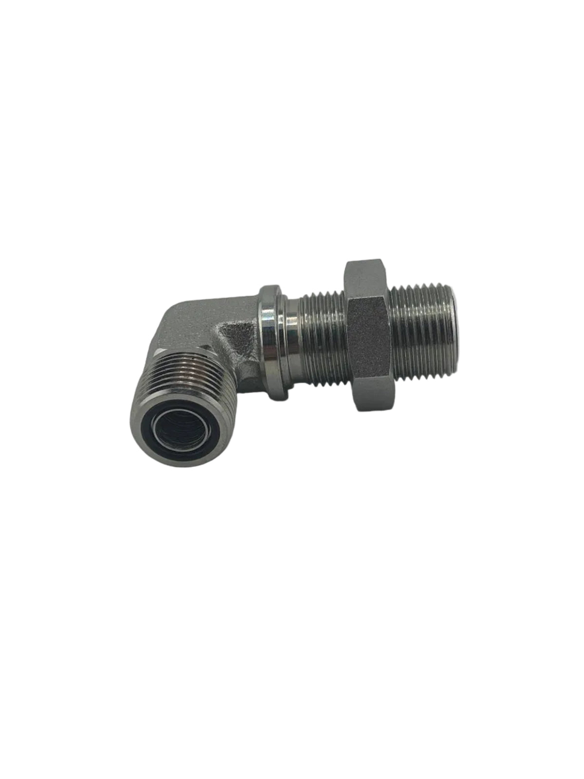 Tompkins FF2701-LN Series ORFS O-Ring Face Seal Bulkhead Union 90° with Hydraulic Locknut