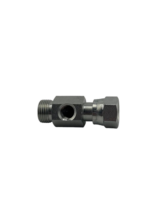 Tompkins Gauge Port - ORFS O-Ring Face Seal to ORFS Swivel with -04 FP Port Hydraulic Adapter