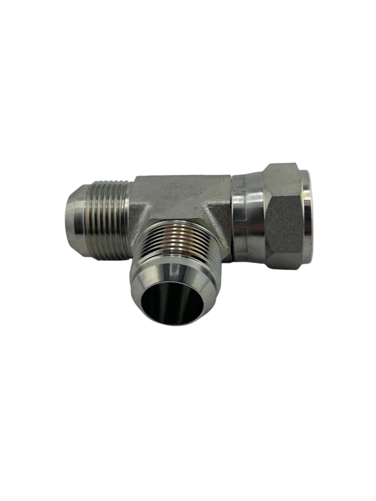 Tompkins 6602 Series JIC 37° Flare Swivel Run Tee Hydraulic Adapter