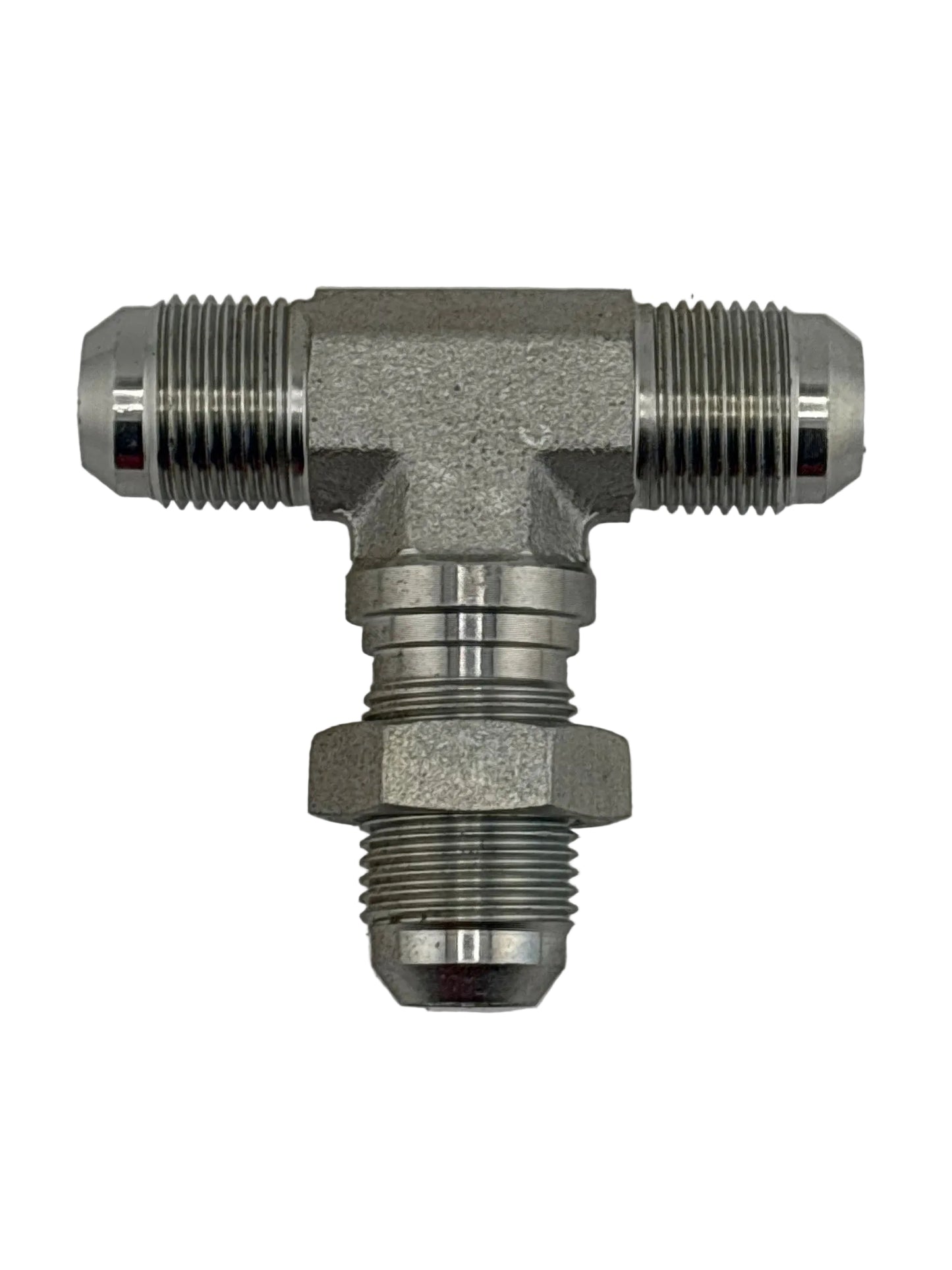 Tompkins 2703-LN Series JIC 37° Flare Bulkhead Union Branch Tee with Hydraulic Locknut