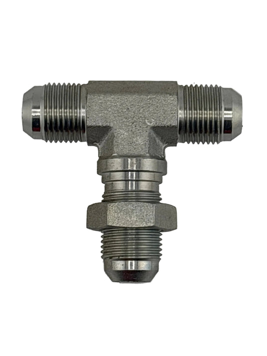 Tompkins 2703-LN Series JIC 37° Flare Bulkhead Union Branch Tee with Hydraulic Locknut