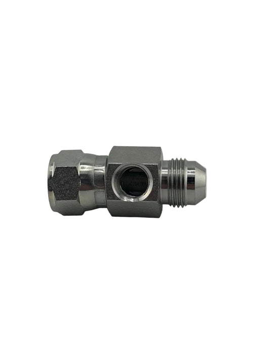 Tompkins Gauge Port - JIC 37° Flare to JIC Swivel with -04 FP Port Hydraulic Adapter