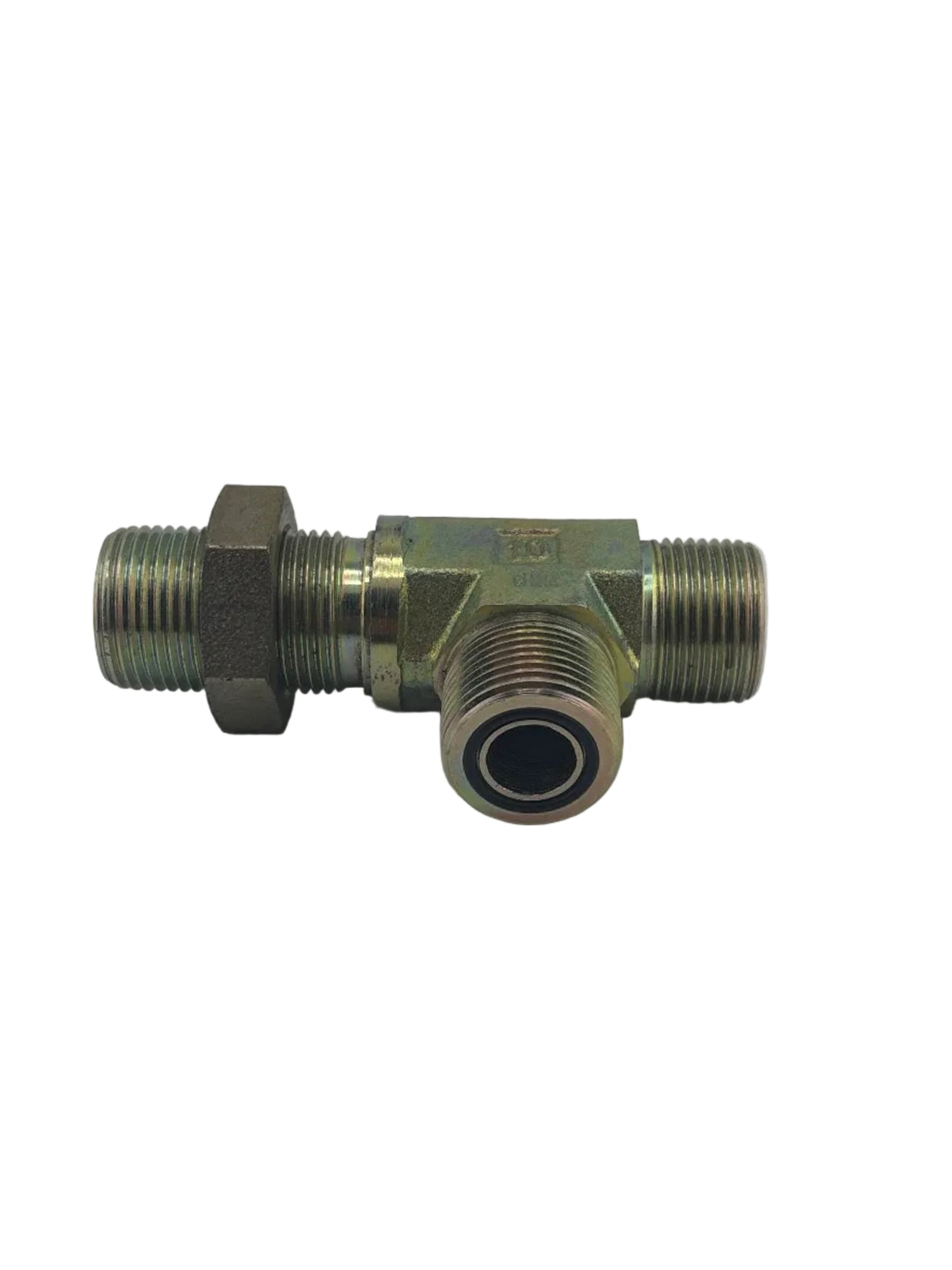 Tompkins FF2704-LN Series ORFS O-Ring Face Seal Bulkhead Union Run Tee with Hydraulic Locknut