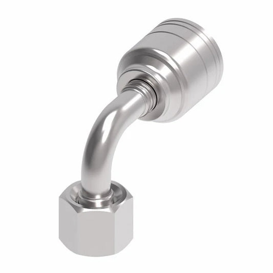 Danfoss Weatherhead Female German Light Duty 90° Braided Hydraulic Hose Crimp Fitting