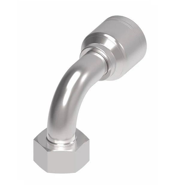 Danfoss Weatherhead Female German Heavy Duty 90° 6-Wire Spiral Hydraulic Hose Crimp Fitting