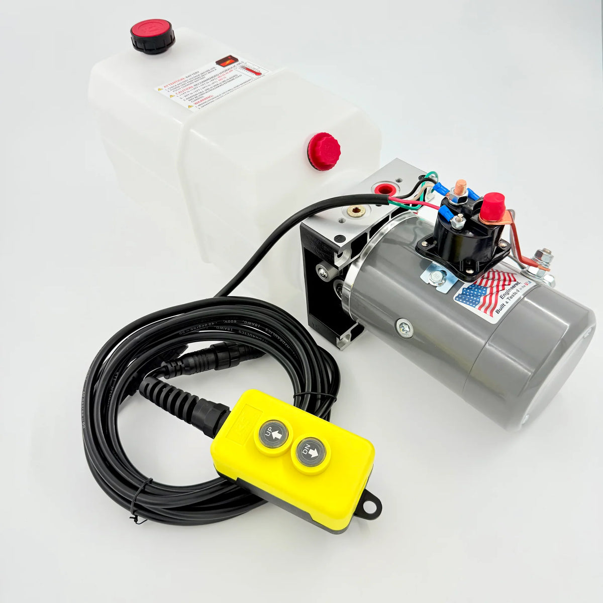 KTI DC26M 12V single-acting hydraulic power unit with 6 qt reservoir