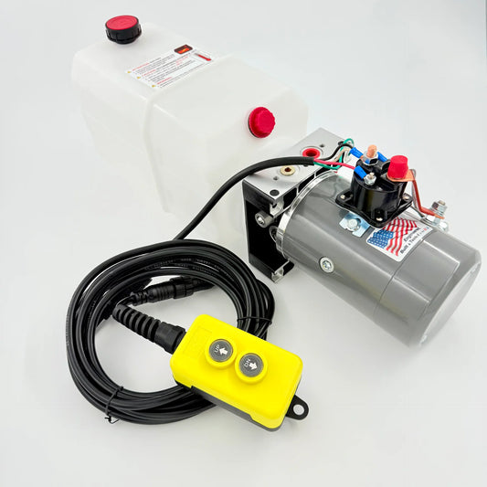 KTI DC26M 12V single-acting hydraulic power unit with 6 qt reservoir